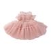 Tengma Toddler Girls Dresses Baby Lace Sleeveless Dress Solid Color Bow Dress Princess Puffy Dress Suitable For Wedding Party Prom Wedding Party Princess Dress Pageant Gown Pink 90