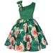 Tengma Toddler Girls Dresses Pageant Princess Baby Wedding Dress Bridesmaid Birthday Gown Floral Party Dress&Skirt Wedding Party Princess Dress Pageant Gown Green 140/7