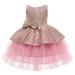 Tengma Toddler Girls Dresses Dress Pageant Kids Princess Birthday Bowknot Wedding Party Gown Paillette Tulle Dress&Skirt Wedding Party Princess Dress Pageant Gown Hot Pink 80