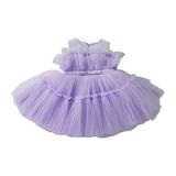 Tengma Toddler Girls Dresses Baby Lace Sleeveless Dress Solid Color Bow Dress Princess Puffy Dress Wedding Party Prom Wedding Party Princess Dress Pageant Gown Purple 80