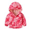 Riforla Toddler Boy Girl Outdoor Camouflage Jacket Hooded Windbreaker Jacket Warm Windproof Mountaineering Camping Hot Pink 140