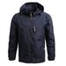 Tuphregyow Men s Outdoor Windbreaker Hooded Jacket - Stylish Thin Casual Coat Loose Plus Size Trench Coat for Sports and Outdoor Activities Navy L