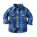JSGEK Fall Warm Coat for Kids Cute Plaid Shacket Button Down Shirts Casual Toddler Baby Girls Lightweight Jacket Clearance Long Sleeve Lapel Outwear Clothes Soft Comfy Blue 3-6 Months