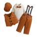 NIUREDLTD Toddler Gentleman Suit Outfits Toddler Kids Boys Gentleman s Dress Costume 4PCS Shirts Vest Pants Hat Child Baby Outfits For 0-2 Years Baby Boy Clothes Set Brown2 70