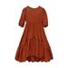 JSGEK 4 Years Kids Soft Girls A Line Swing Dress Comfort Solid Color Summer Junior Bridesmaid Dresses Wedding Elegant Party Gown Regular Fit Wine