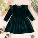 GERsome Toddler Girls Christmas Velvet Dress Pageant Party Gown Baby Kids Fall Winter Ruffle Long Sleeve Wedding Evening Dress