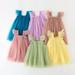 Elainilye Fashion Toddler Baby Girls Tutu Dress Cute Summer Mesh Solid Color Flying Sleeve Suspenders Dress Skirt Sizes 6M-5Y Yellow
