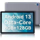Tablet 10.1 Inch Android 13 Octa-core with 8(4+4) GB+128GB Tablets 5MP+8MP Camera Bluetooth 5.0 Tablet PC (Gray)