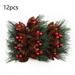 24Pcs Artificial Flower Christmas Green Red Berry Pine Cone Holly Branch Home Decor