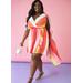 Plus Size Cape Effect Striped Dress