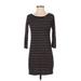 Club Monaco Casual Dress - Shift: Black Stripes Dresses - Women's Size X-Small