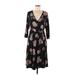Torrid Casual Dress - Wrap: Black Floral Motif Dresses - Women's Size Medium Plus