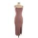 Heart & Hips Casual Dress - Bodycon: Brown Solid Dresses - Women's Size Large