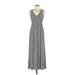 Max Studio Casual Dress - Maxi: Gray Chevron/Herringbone Dresses - Women's Size Small