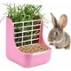 Rabbit Feeder Guinea Pig Hay Feeder, Guinea Pig Hay Feeder, Plastic Chinchilla Food Bow -Pink
