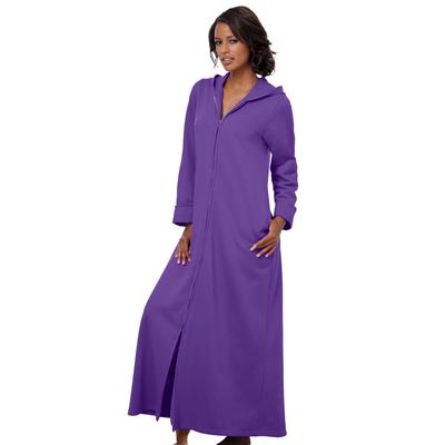 Plus Size Women's Long Hooded Fleece Sweatshirt Robe by Dreams & Co. in Plum Burst (Size 5X)