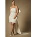 Plus Size Women's Bridal by ELOQUII Strapless Mini Dress With Draped Train in Pearl (Size 26)