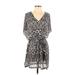 H&M Casual Dress - Wrap: Gray Aztec or Tribal Print Dresses - Women's Size Small