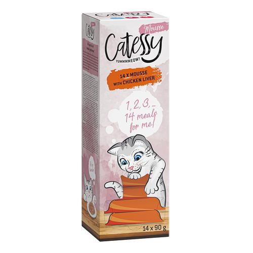 Sparpaket Catessy Mousse Schälchen 56 x 90 g - mit Hühnerleber