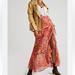 Free People Skirts | Free People Women's Femme Edge Ruffle Hem Floral Maxi Skirt Pink Size 4 Wrap | Color: Brown/Pink | Size: 4