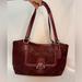 Coach Bags | Coach Signature Sateen Glitter Metallic Burgundy Red Caryall | Everyday Bag Euc | Color: Red/Silver | Size: Os