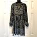 Free People Dresses | Free People Long Puff Sleeve Paisley Boho Minidress ( Size Xs) Color Blue/ Gray | Color: Blue | Size: Xs