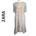 Zara Dresses | New Zara The Carmen Dress Multi Floral Sheer High Low Ruffle Midi Dress Medium | Color: Green/Pink | Size: M