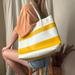 Coach Bags | Coach Yellow And White Stripe Large Shoulder Tote - Like New Condition | Color: White/Yellow | Size: Os