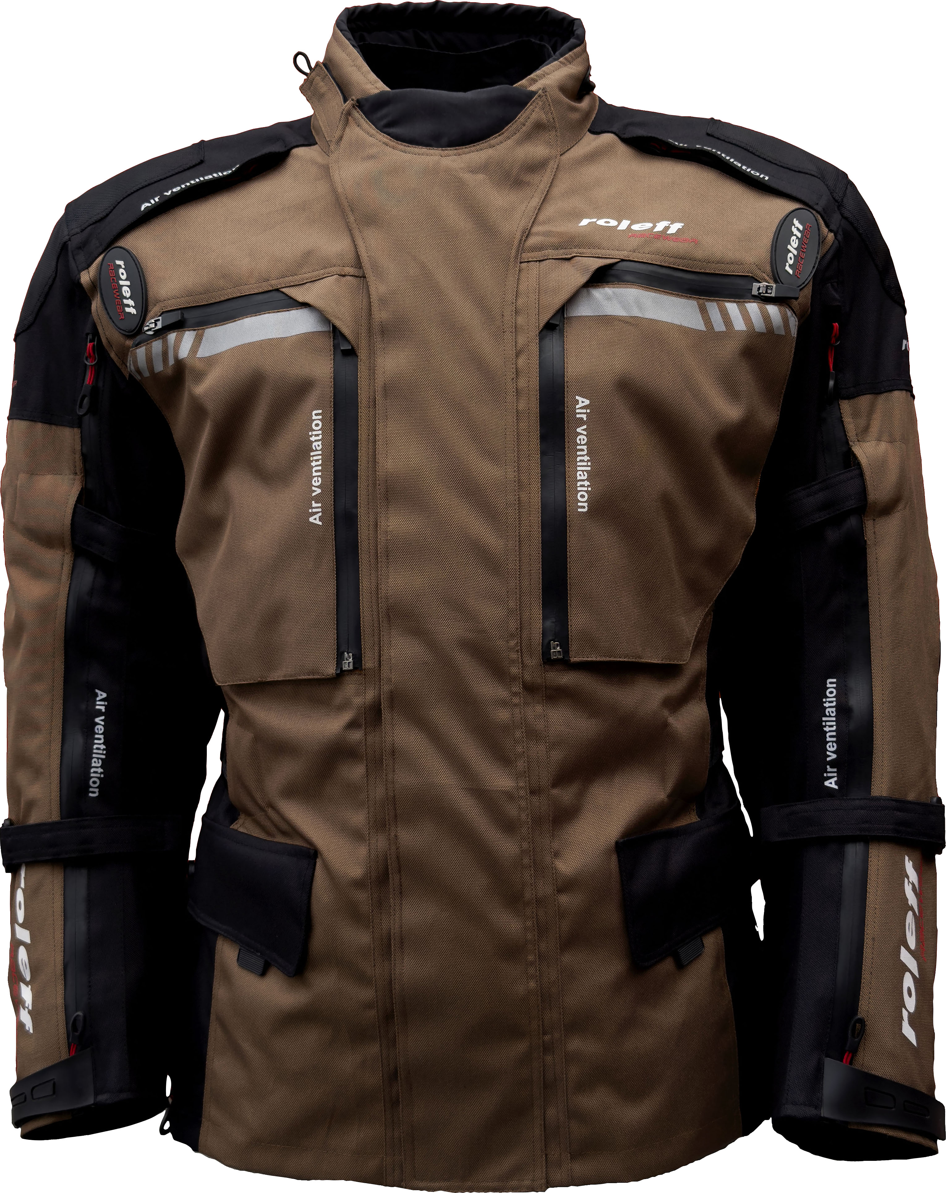 Motorradjacke ROLEFF "Enduro" Gr. M, braun, Jacken, M, Obermaterial: 100% Polyester, mit Protektoren, optimale Belüftung