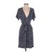 BCBGMAXAZRIA Casual Dress - Wrap: Blue Polka Dots Dresses - Women's Size Small