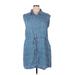 Style&Co Casual Dress - Shirtdress: Blue Plaid Dresses - Women's Size X-Large