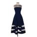 Aidan Mattox Casual Dress - Midi: Blue Dresses - Women's Size 0