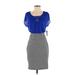 En Focus Studio Cocktail Dress - Popover: Blue Grid Dresses - New - Women's Size 4