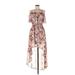 AUW Casual Dress - High/Low: Brown Floral Dresses - Women's Size Medium