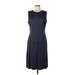 St. John Collection Casual Dress - Midi: Blue Solid Dresses - Women's Size 10