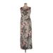 Adrianna Papell Casual Dress - Maxi: Gray Floral Motif Dresses - Women's Size 18