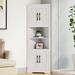 Rubbermaid 67” Tall Farmhouse Corner Storage Cabinet w/ Barn Door Design & Shelves, White Corner Bathroom Cabinet For Bathroom, Living Room, Kitchen | Wayfair