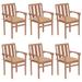 vidaXL Stackable Patio Chairs with Cushions 6 pcs Solid Teak Wood - 22.8'' x 19.7'' x 35''
