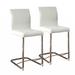 Set of 2 Padded Leatherette Counter Height Chairs in White and Chrome