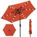 Arlmont & Co. Sheldon 7.5Ft Outdoor Solar Patio Umbrella For Deck, Pool W/Tilt, Crank, LED Lights Metal in Brown | Wayfair