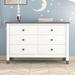 Wooden Storage Dresser with 6 Drawers,Storage Cabinet for kids Bedroom,White+Gray