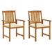 vidaXL Patio Chairs with Cushions 2 pcs Solid Acacia Wood - Brown