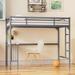 Twin Metal Loft Bed with Desk, Ladder & Guardrails, Twin Size Kids Bed