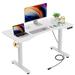 Inbox Zero 55" Electric Height Adjustable Standing Desk w/ Charging Station, Lockable Casters Wood/Metal in Brown/Gray | 55 W x 24 D in | Wayfair