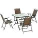 Latitude Run® 5 Pieces Foldable Rattan Outdoor Dining Set w/ Umbrella Hole in Black | 33.5 W x 33.5 D in | Wayfair B80874A14A854EA2AA3BAB4B5C4F0E71