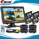 iPoster HD 7" Quad Split Screen Monitor 4PIN CCD 18 IR LED Rear View Backup Camera For Truck Bus Rv