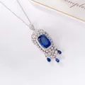 Luxury Jewelry Simulation Sapphire Blue Pendant Necklaces For Women Bride Wedding Necklace