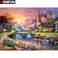 HOMFUN – peinture diamant thème "paysage de maison" broderie complète 5D perles rondes ou carrées