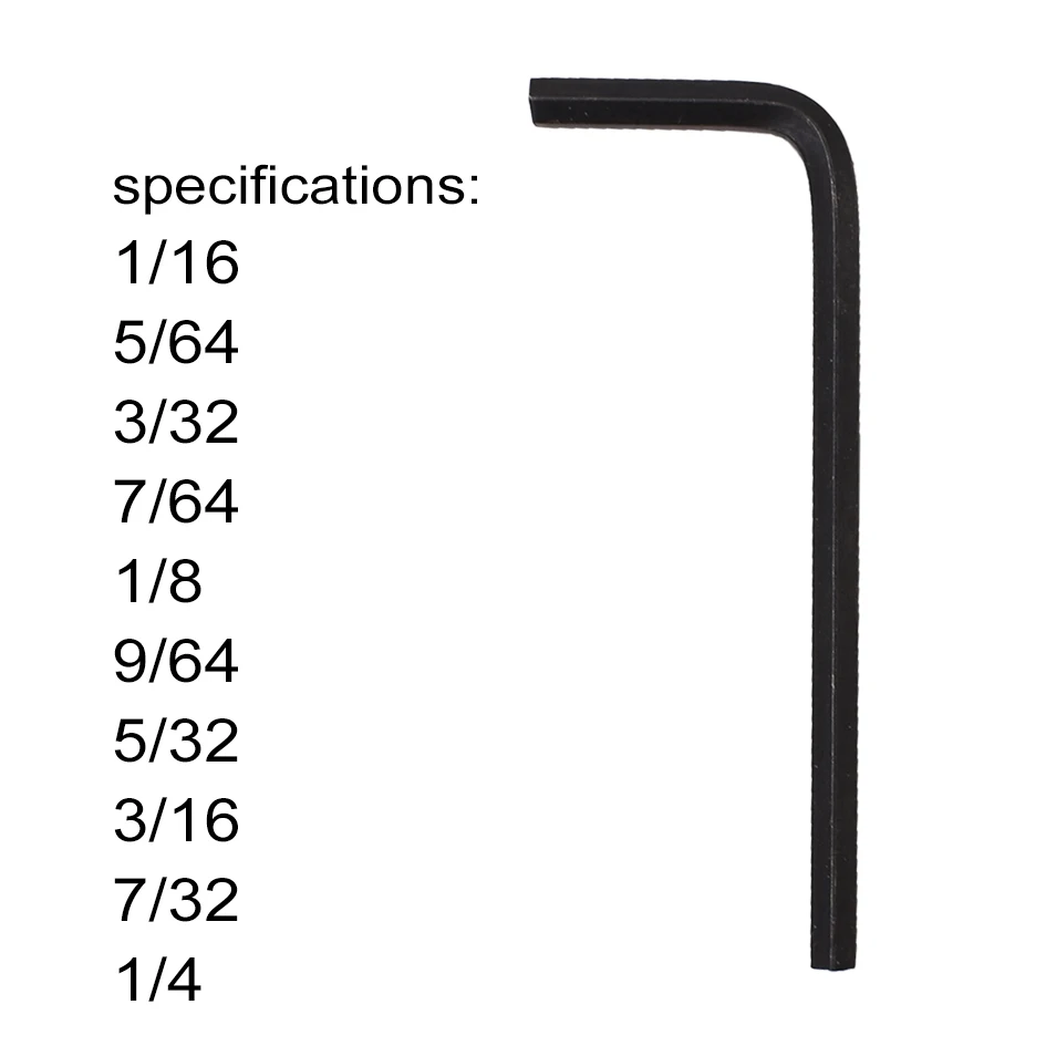 Sistema britannico 1/16 5/64 3/32 7/64 1/8 9/64 5/32 3/16 7/32 1/4 pollici Chiave esagonale Strumento di riparazione Strumento manuale Chiave a brugola 200 pz/lotto