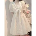 QWEconvex-Robe Lolita Kawaii à Manches Bouffantes pour Fille Style Preppy Japonais Nouvelle Mode